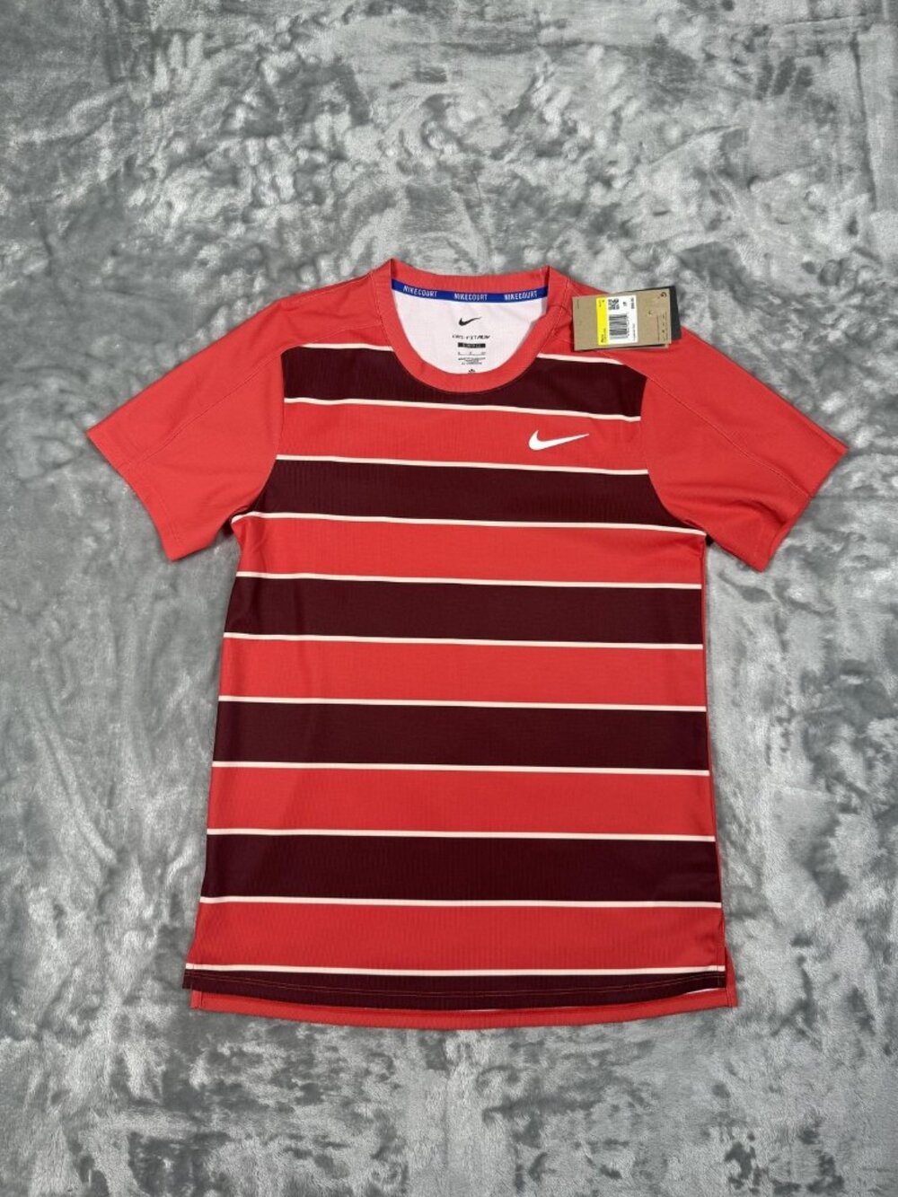 New Nike NikeCourt Dri-FIT ADV Shirt Men’s Small Red Stripe Tennis FZ6934 696